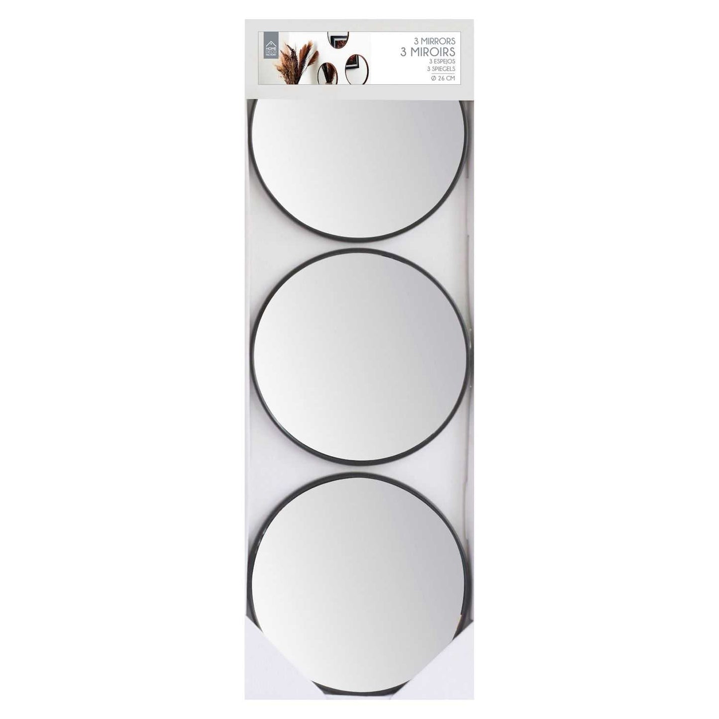 MIROIR TORONTO IMITATION BOIS D26CM - LOT DE 3