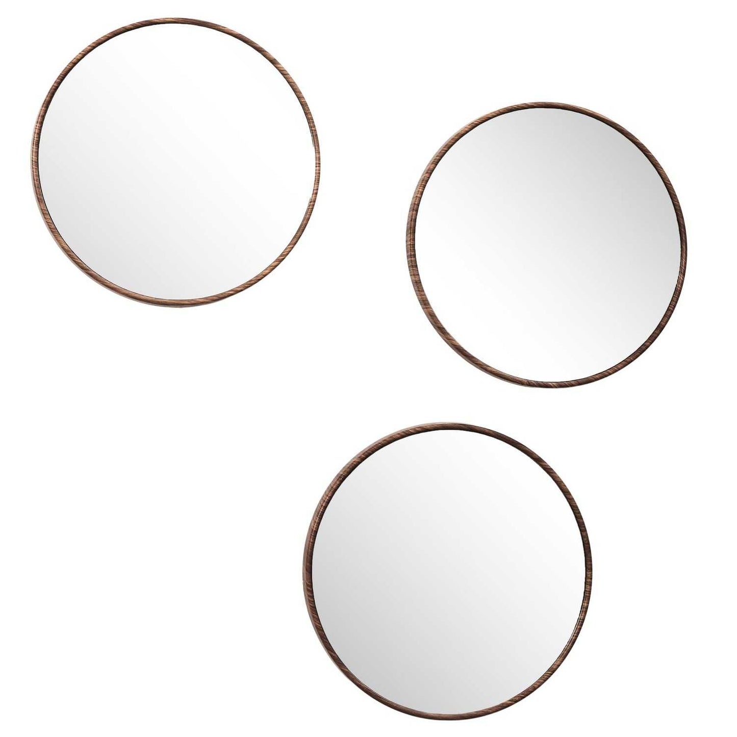 MIROIR TORONTO IMITATION BOIS D26CM - LOT DE 3