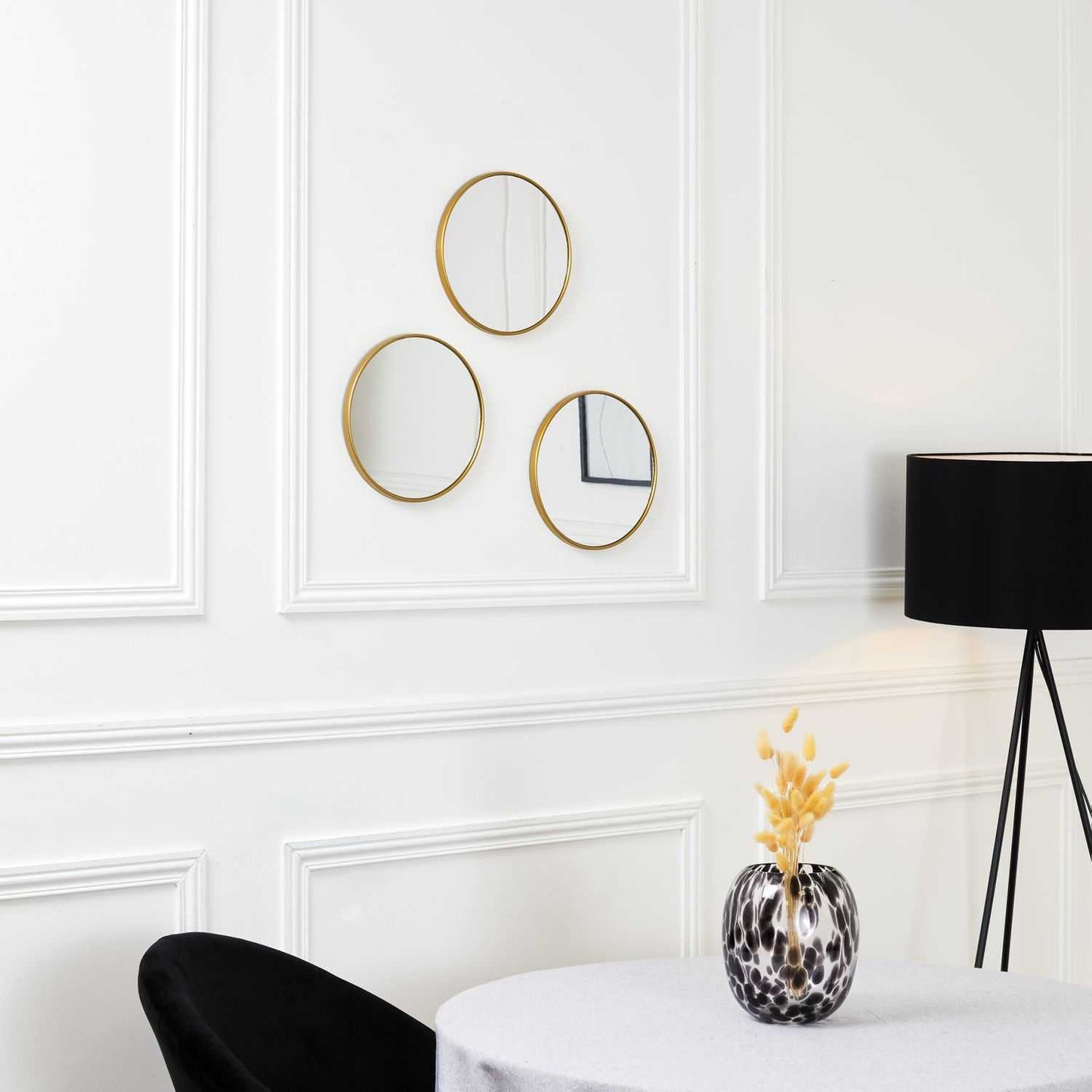 MIROIR TORONTO DORE D26CM - LOT DE 3