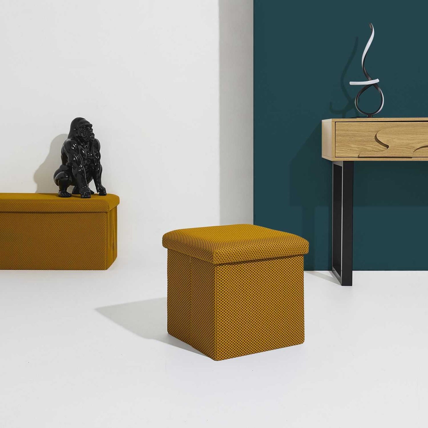 COFFRE POUF PLIABLE ATOME JAUNE