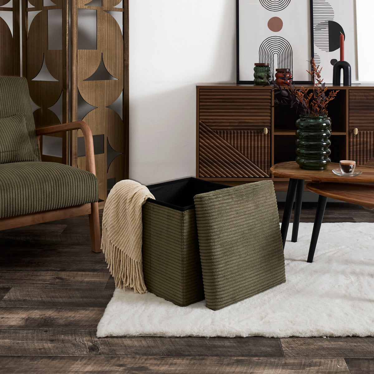 COFFRE POUF PLIABLE COTELE SCOTT VERT