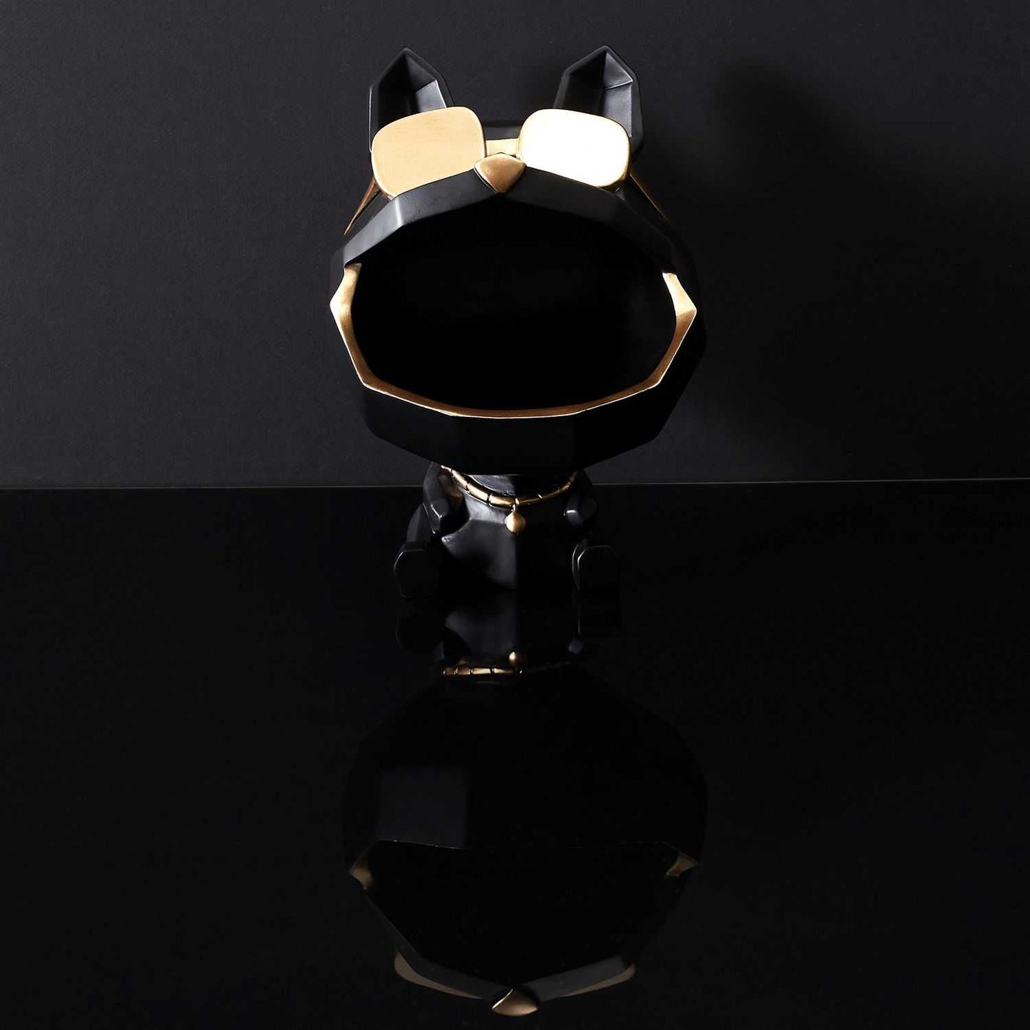 SCULPTURE CHIEN A LUNETTES NOIR VIDE POCHE