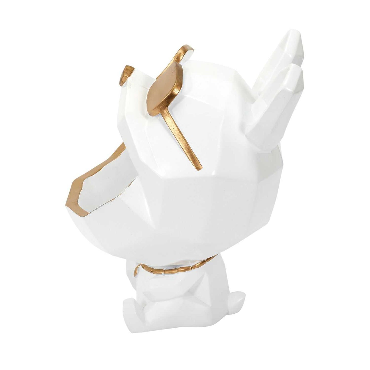 SCULPTURE CHIEN A LUNETTES BLANC VIDE POCHE