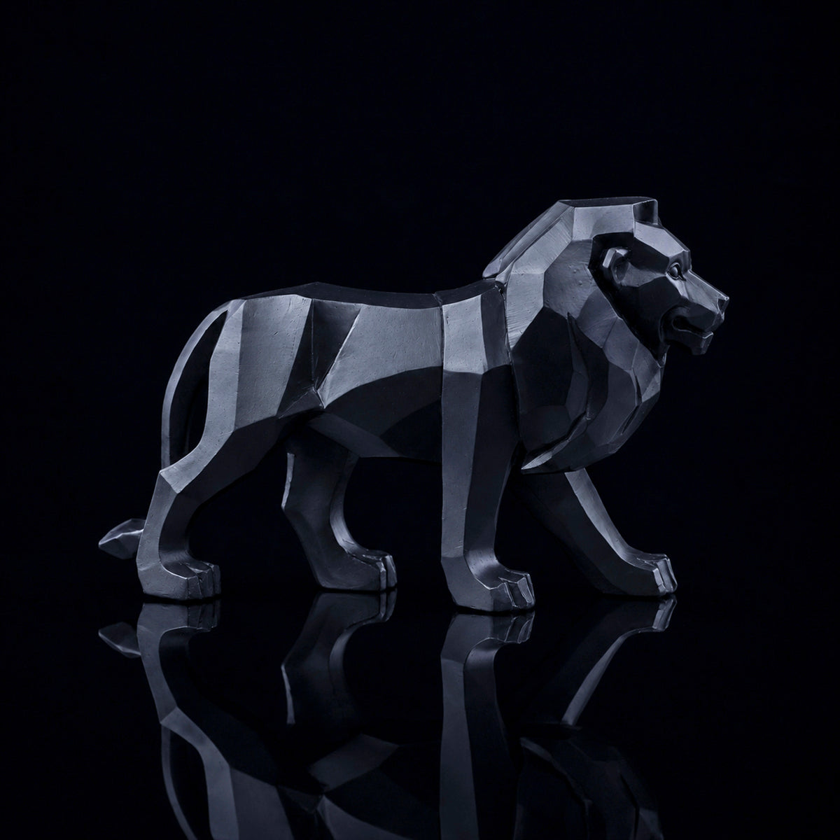 LION ORIGAMI NOIR L33CM