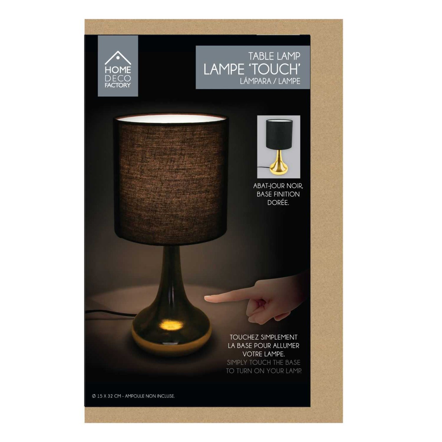 LAMPE TOUCH DORE NOIR