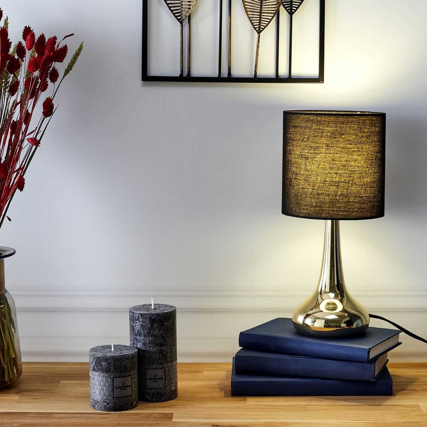 LAMPE TOUCH DORE NOIR