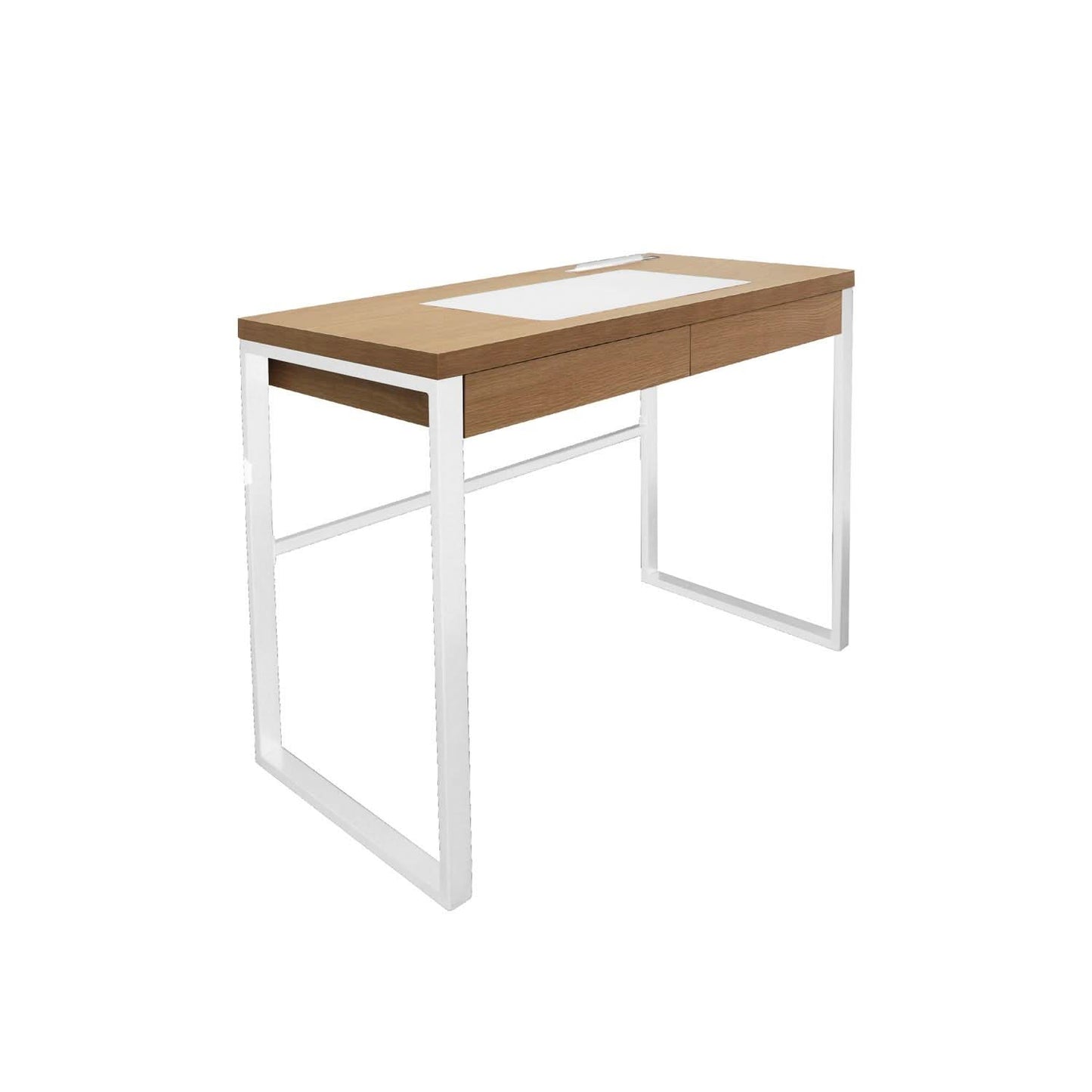 BUREAU EN BOIS ET METAL BLANC