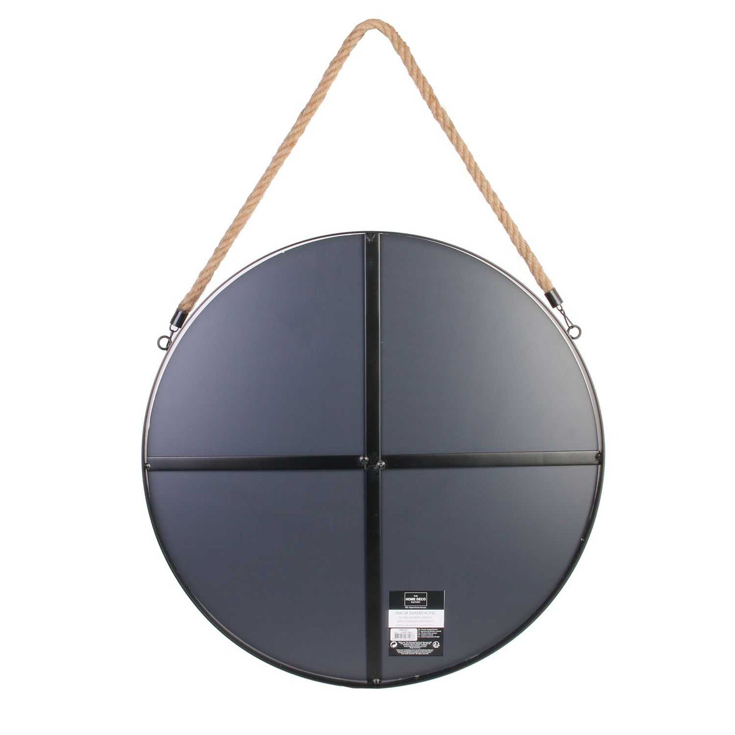 MIROIR ROND NOIR ANSE JONC 50CM