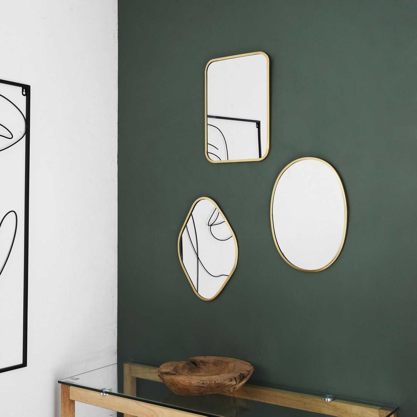 MIROIR DECO CONTOUR DECO DORE OVALE