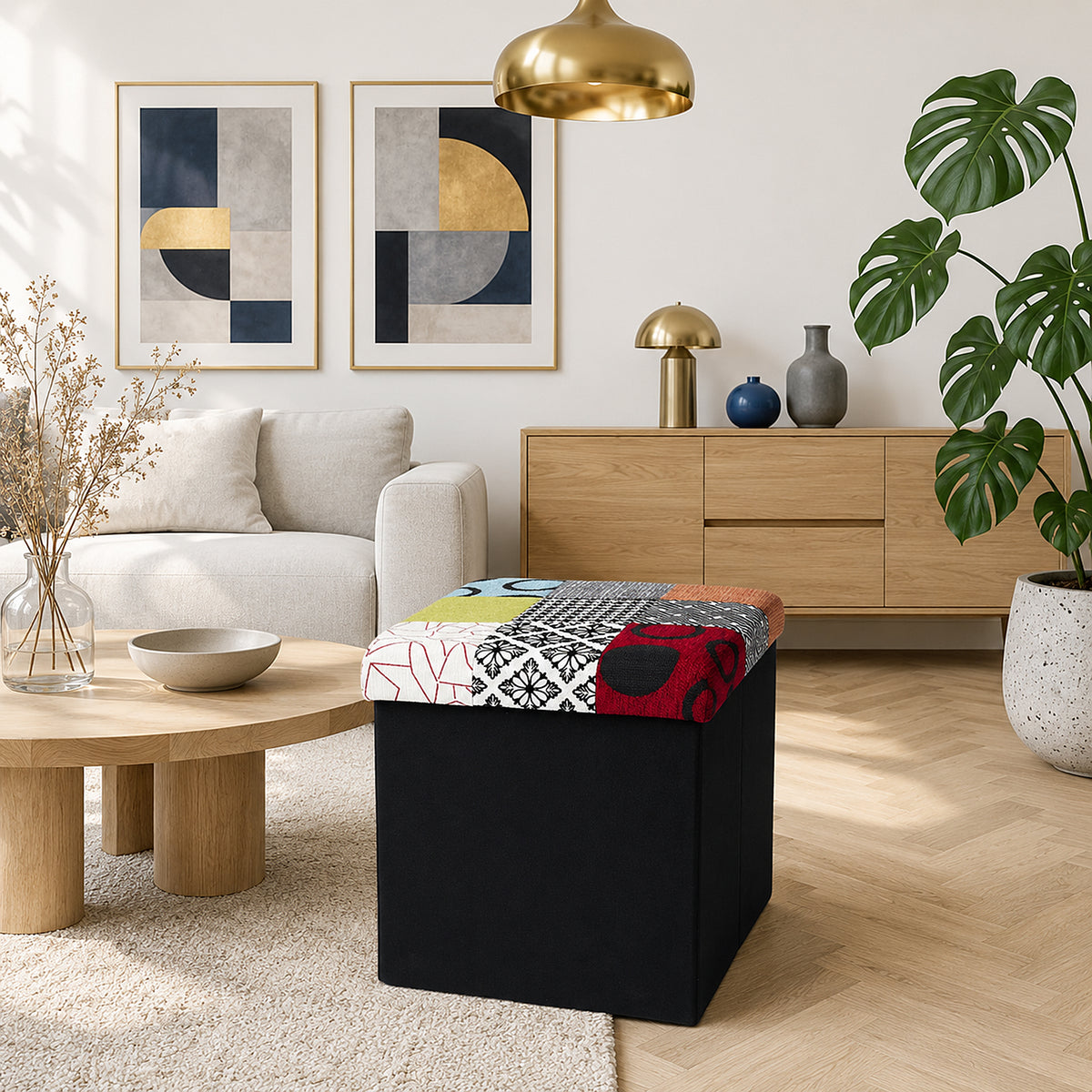 COFFRE POUF PLIABLE PATCHWORK