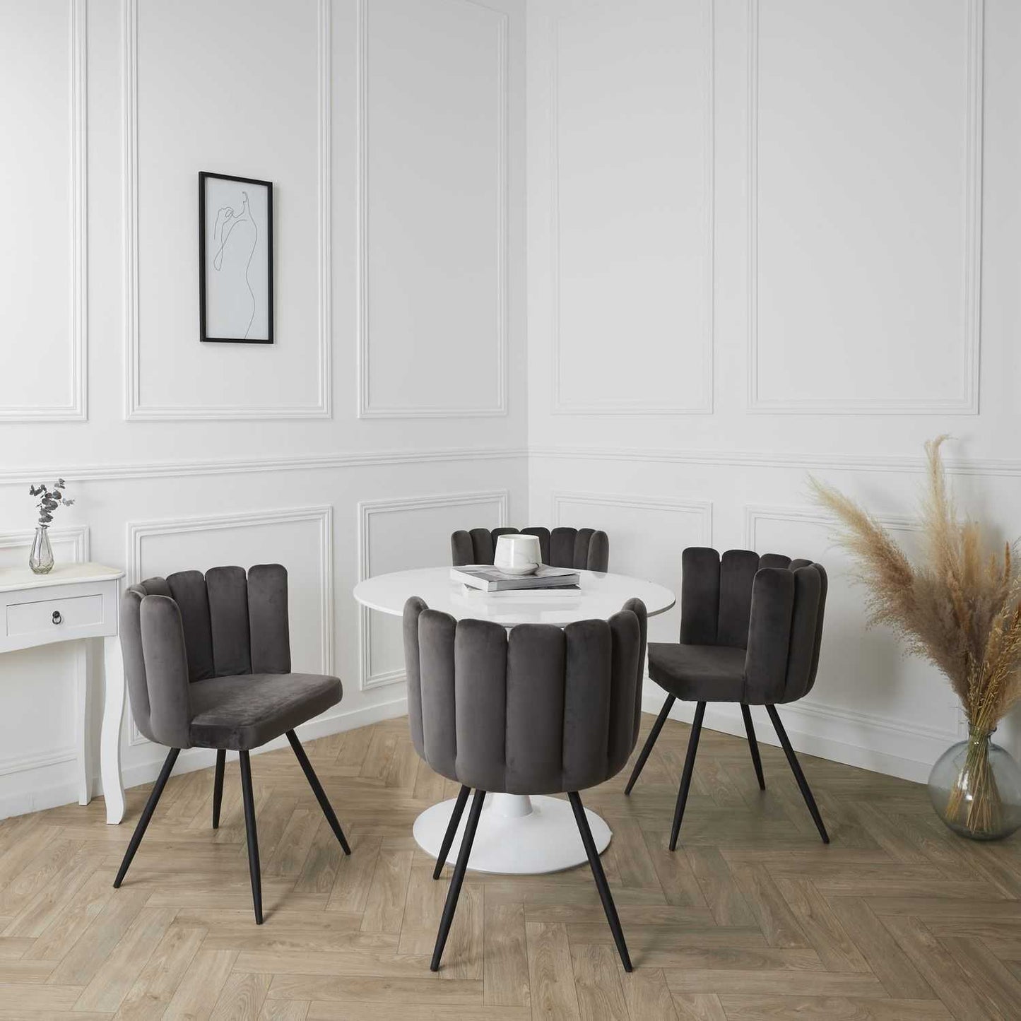 CHAISE ARIEL VELOURS GRIS