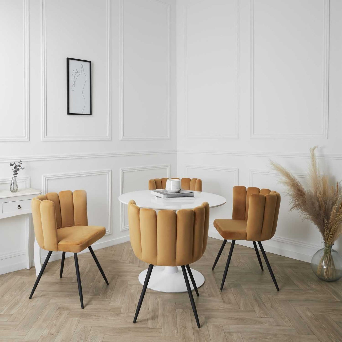 CHAISE ARIEL VELOURS JAUNE