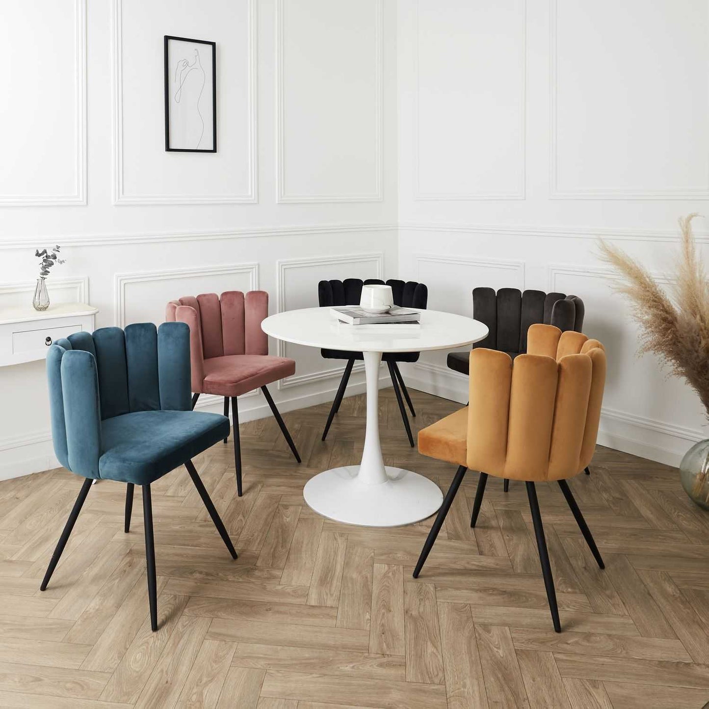 CHAISE ARIEL VELOURS JAUNE