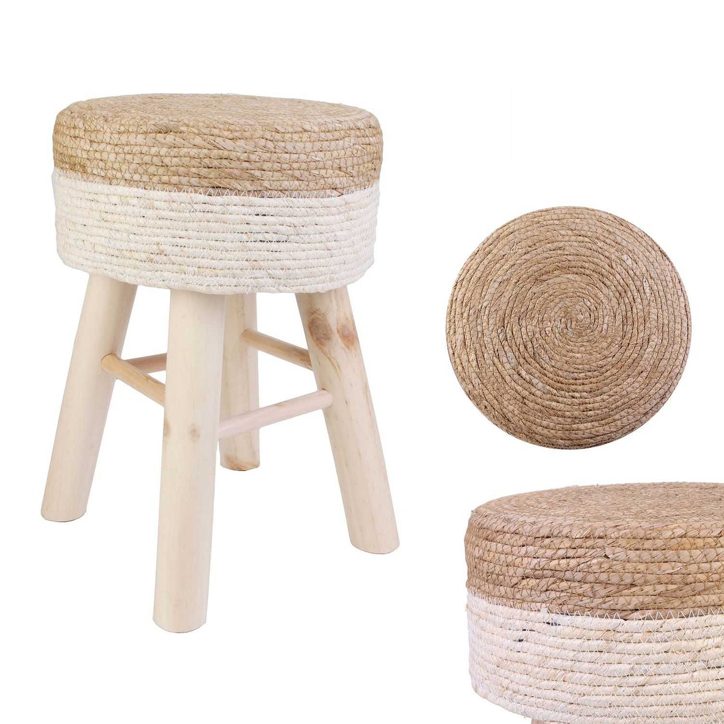 TABOURET TRESSE BEIGE