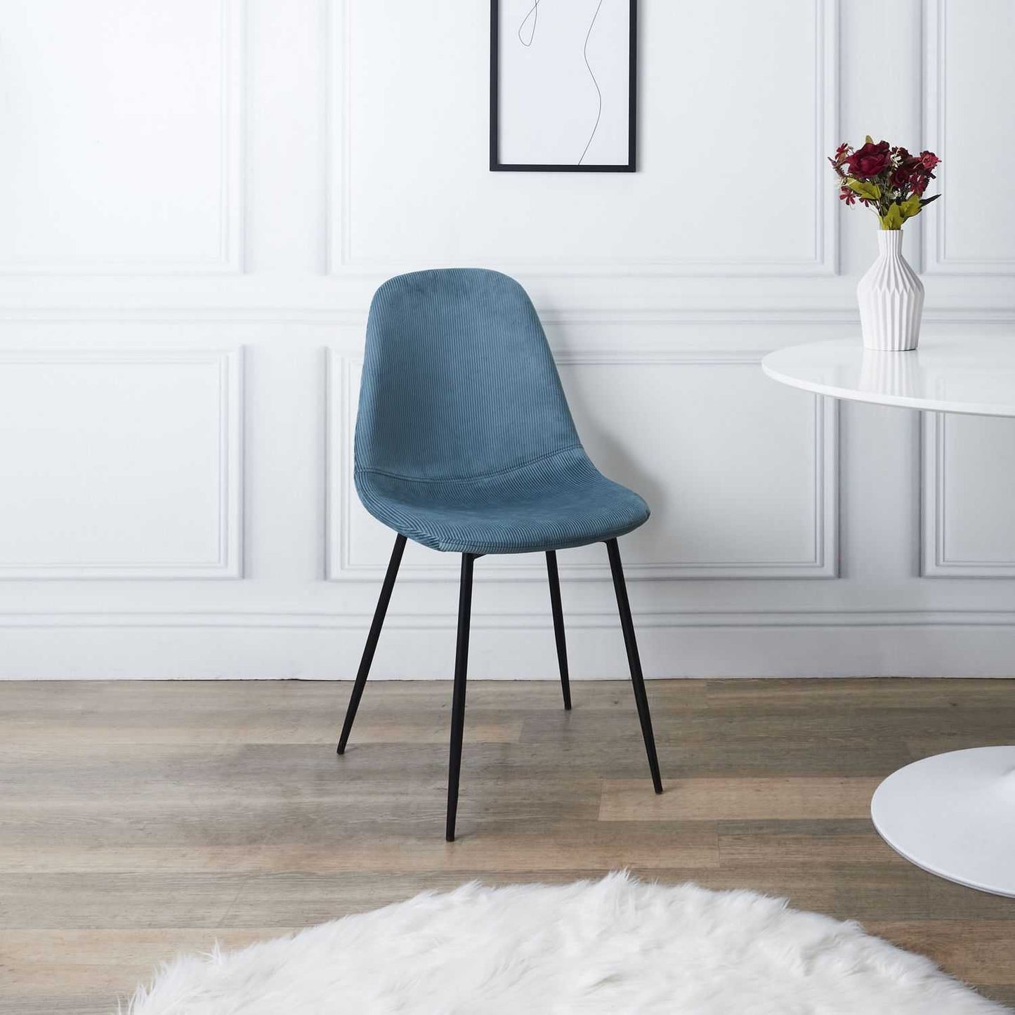 CHAISE VELOURS COTELE GIULIA BLEU CANARD