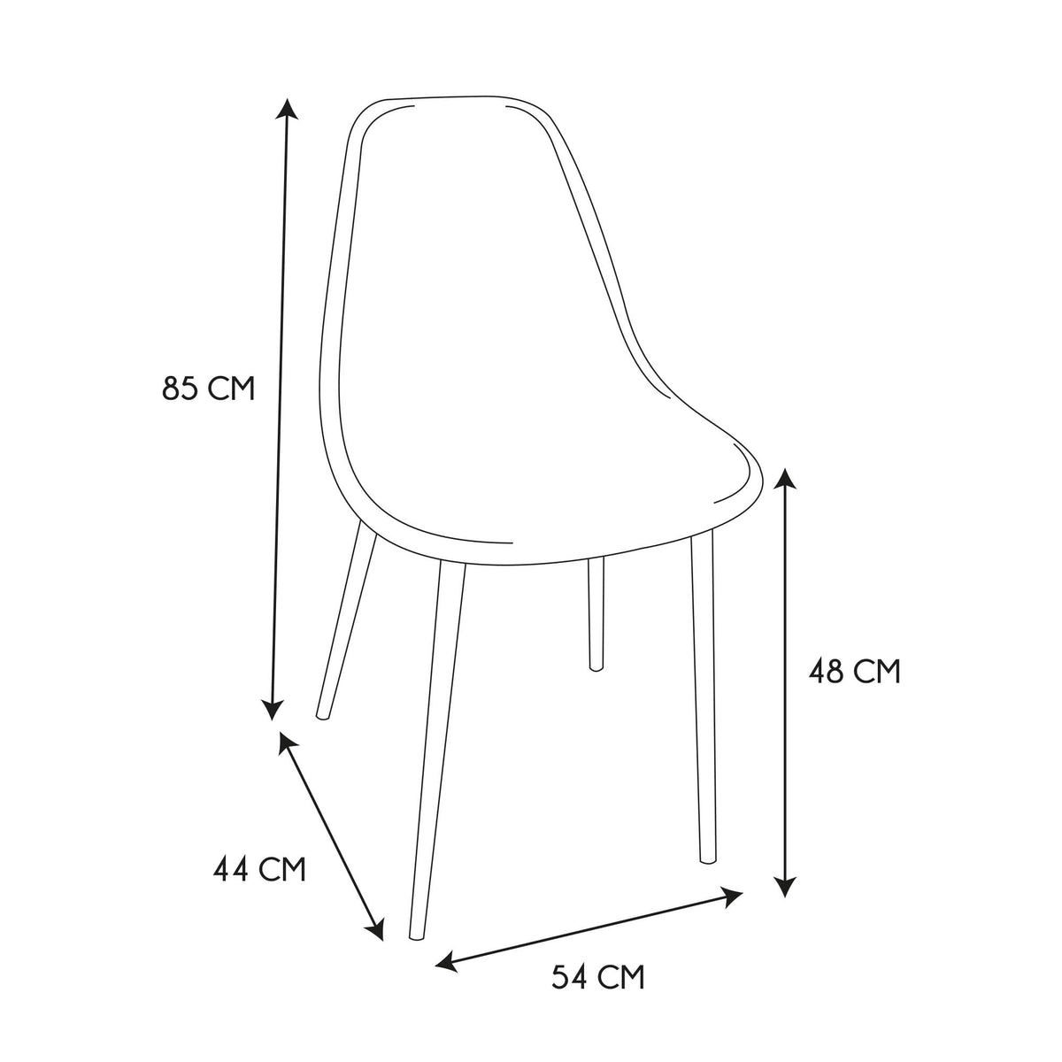 CHAISE VELOURS COTELE GIULIA NOIR - LOT DE 4