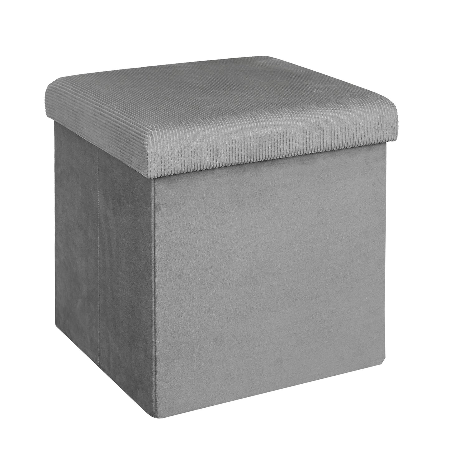 COFFRE POUF PLIABLE VELOURS COTELE GIULIA GRIS