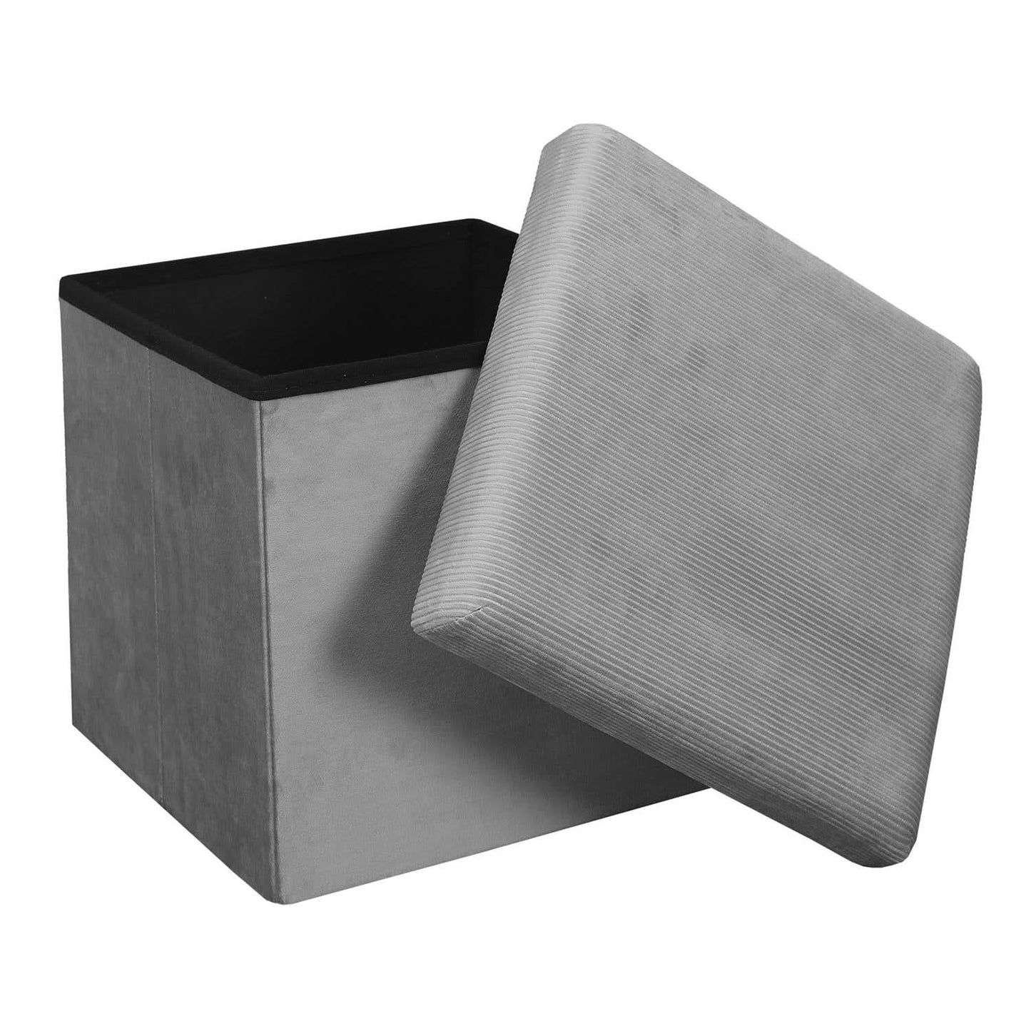 COFFRE POUF PLIABLE VELOURS COTELE GIULIA GRIS