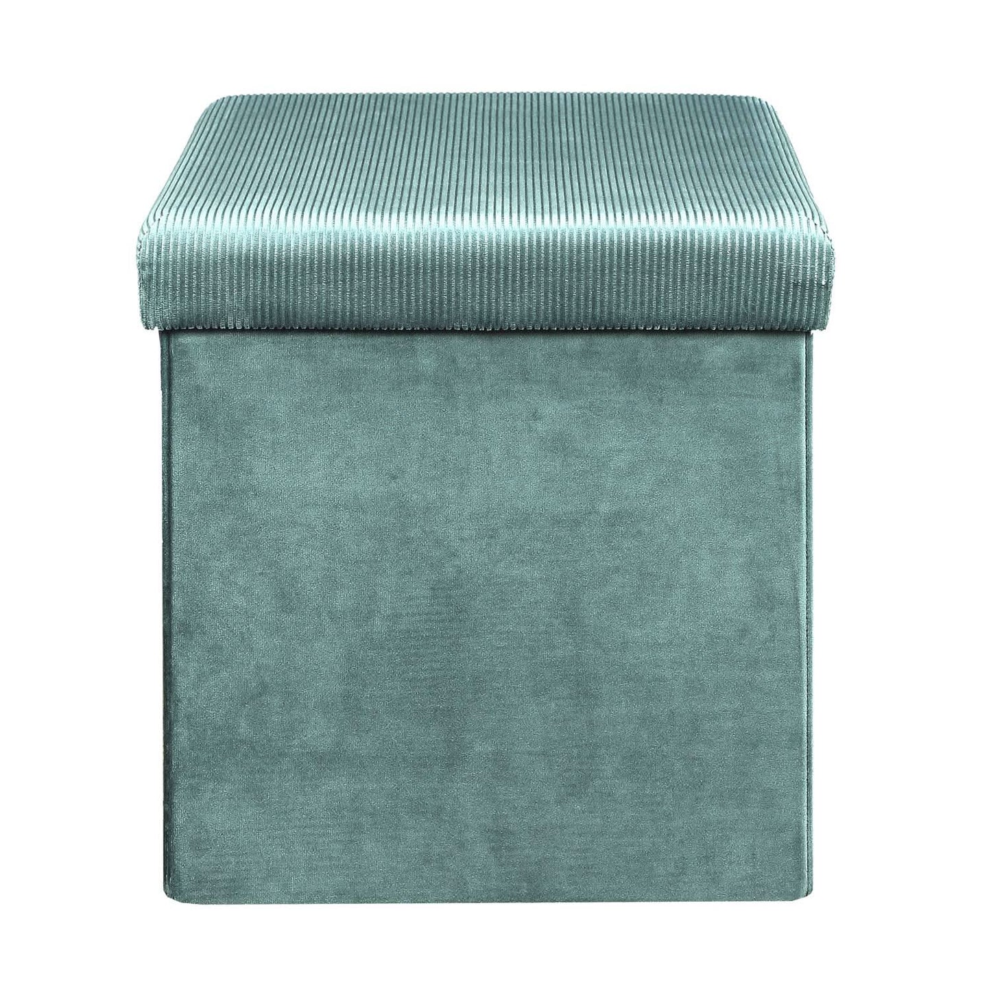 COFFRE POUF PLIABLE VELOURS COTELE GIULIA BLEU