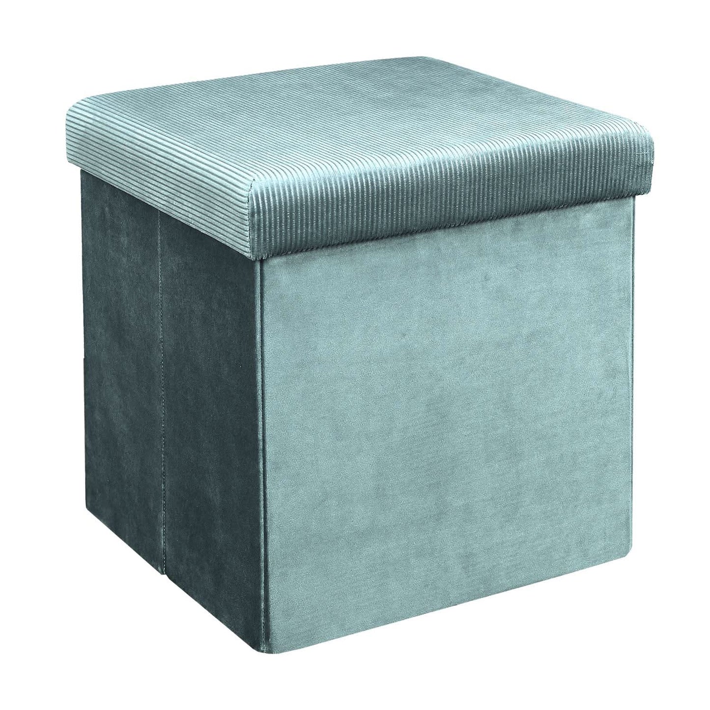 COFFRE POUF PLIABLE VELOURS COTELE GIULIA BLEU