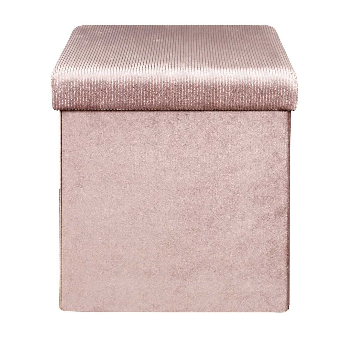 COFFRE POUF PLIABLE VELOURS COTELE GIULIA ROSE