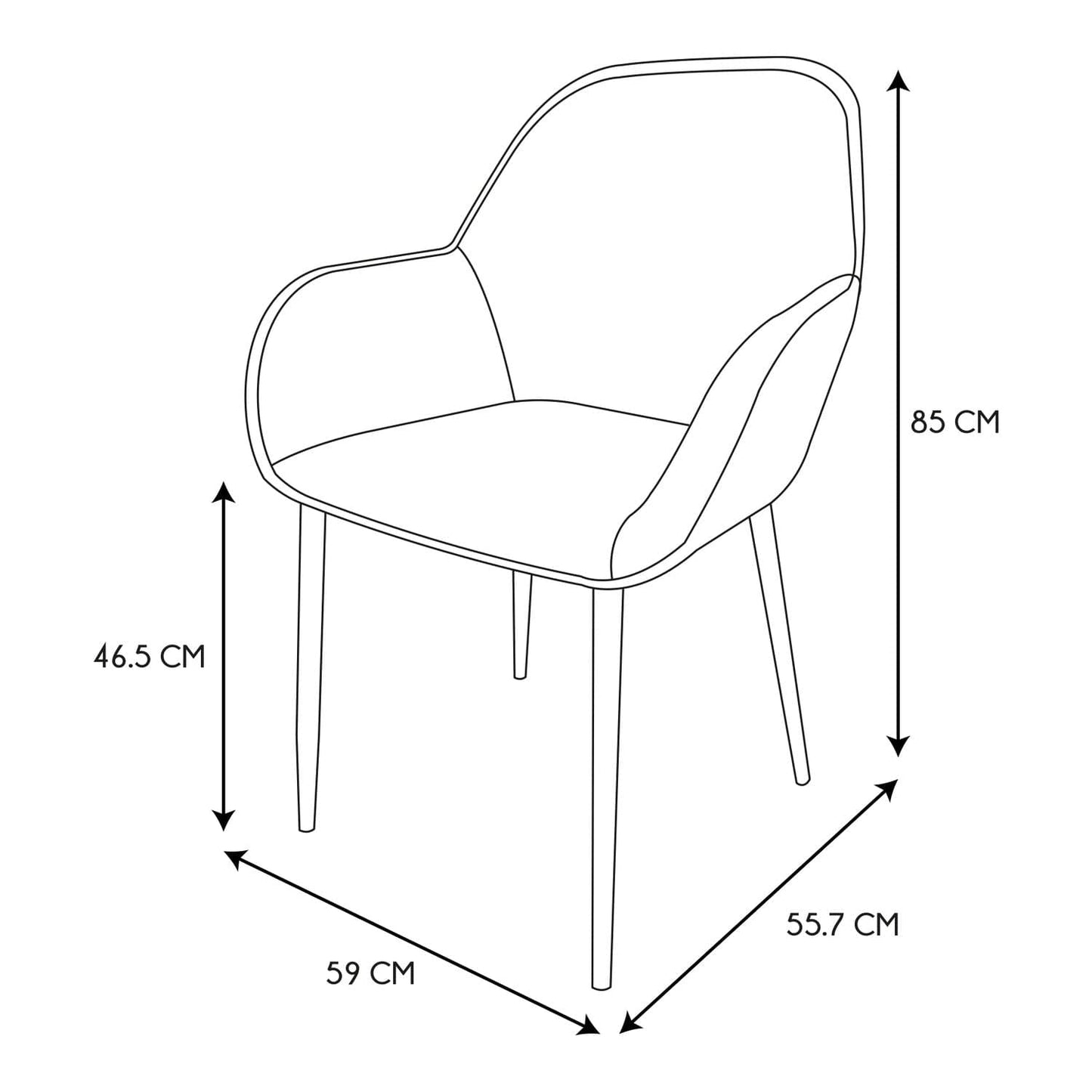 FAUTEUIL GIULIA GRIS FONCE VELOURS COTELE - Lot de 2