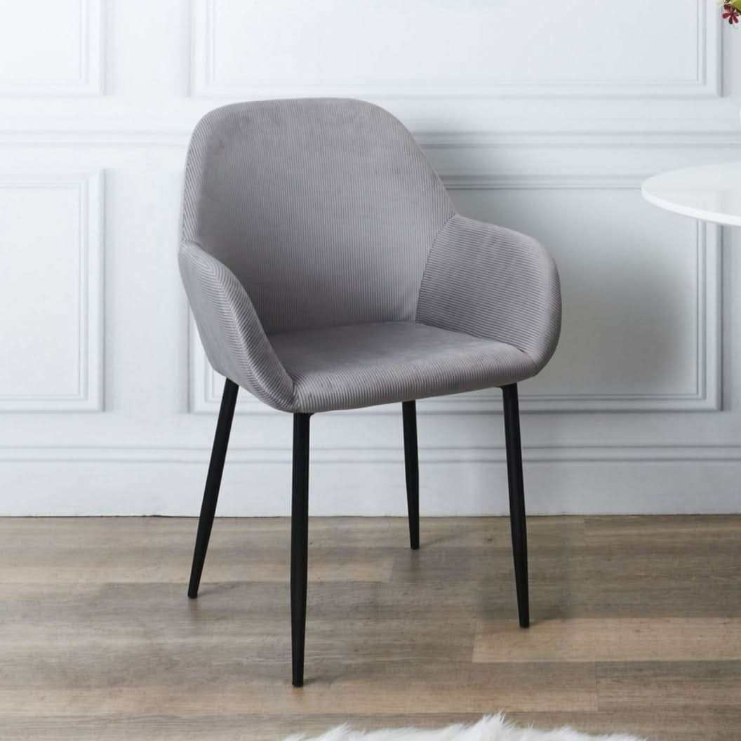 FAUTEUIL GIULIA GRIS FONCE VELOURS COTELE - Lot de 2