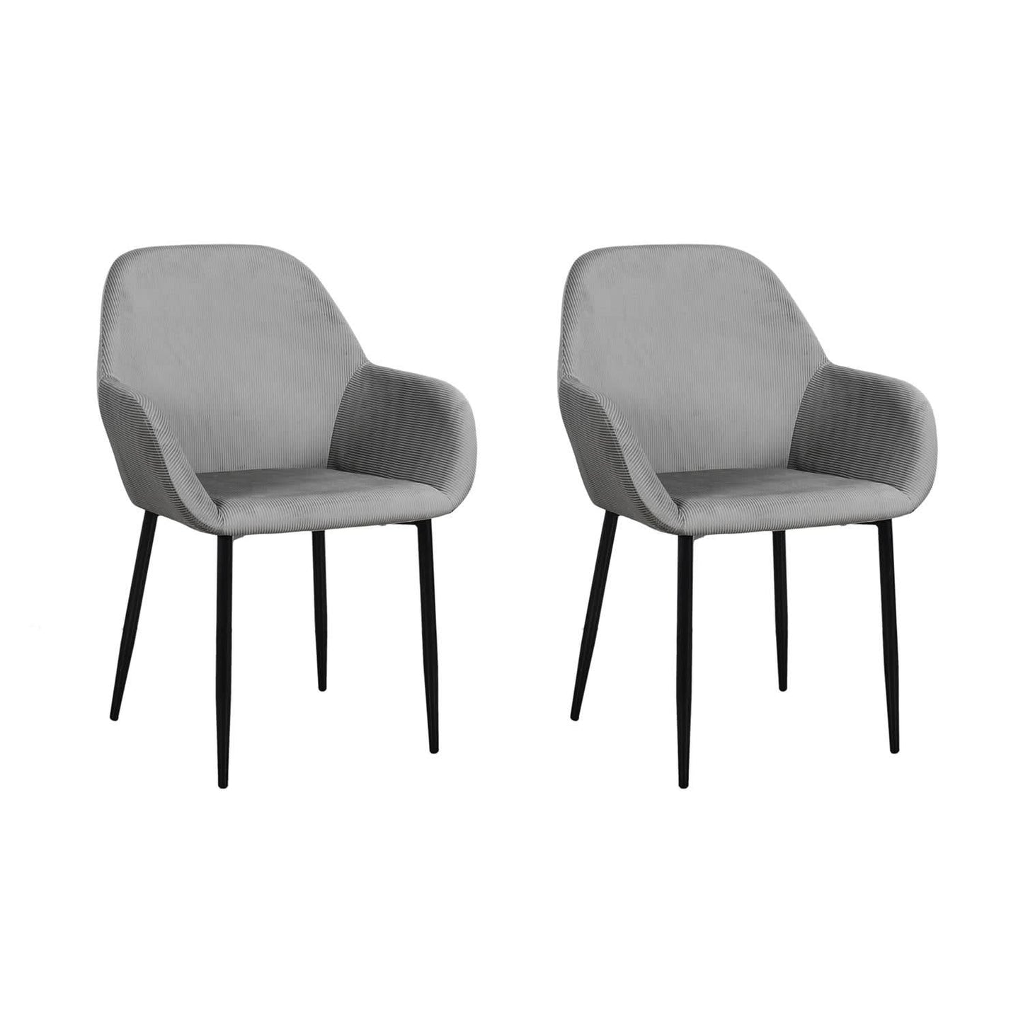 FAUTEUIL GIULIA GRIS FONCE VELOURS COTELE - Lot de 2