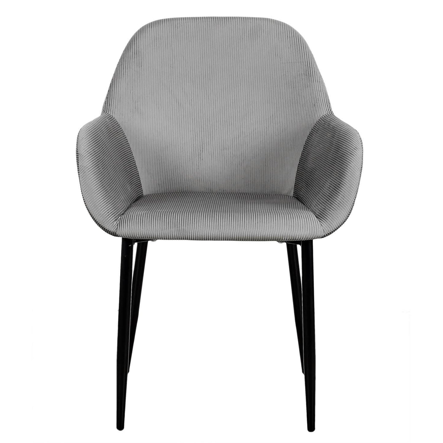 FAUTEUIL GIULIA GRIS FONCE VELOURS COTELE - Lot de 2