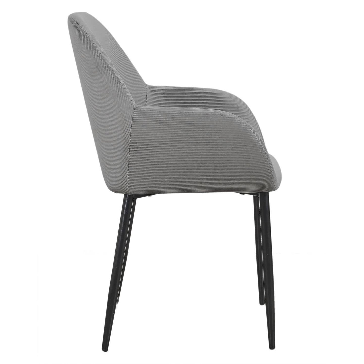 FAUTEUIL GIULIA GRIS FONCE VELOURS COTELE - Lot de 2