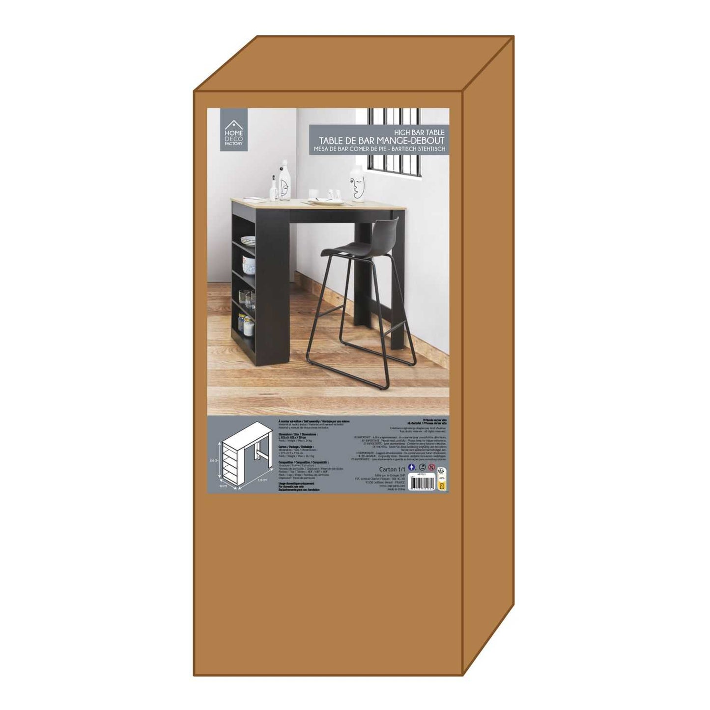 TABLE DE BAR MANGE DEBOUT ETAGERES CHEERS NOIR