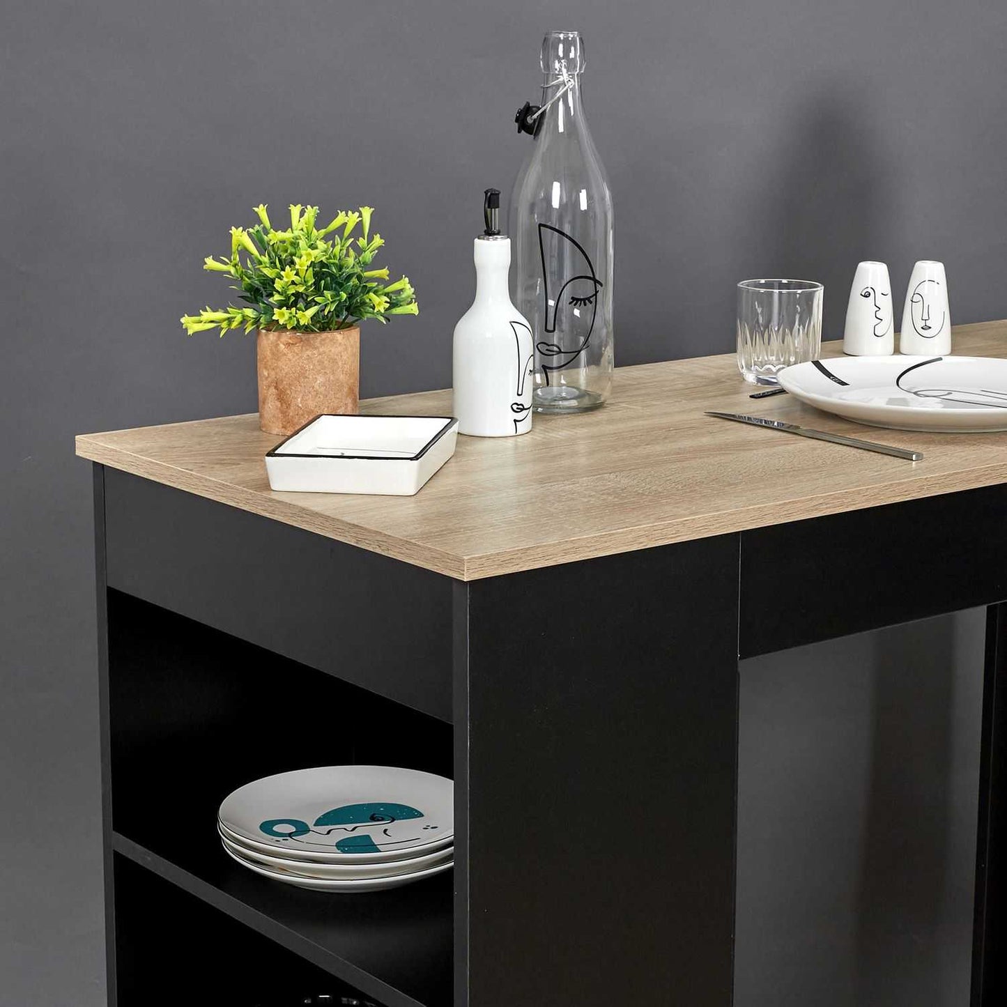 TABLE DE BAR MANGE DEBOUT ETAGERES CHEERS NOIR