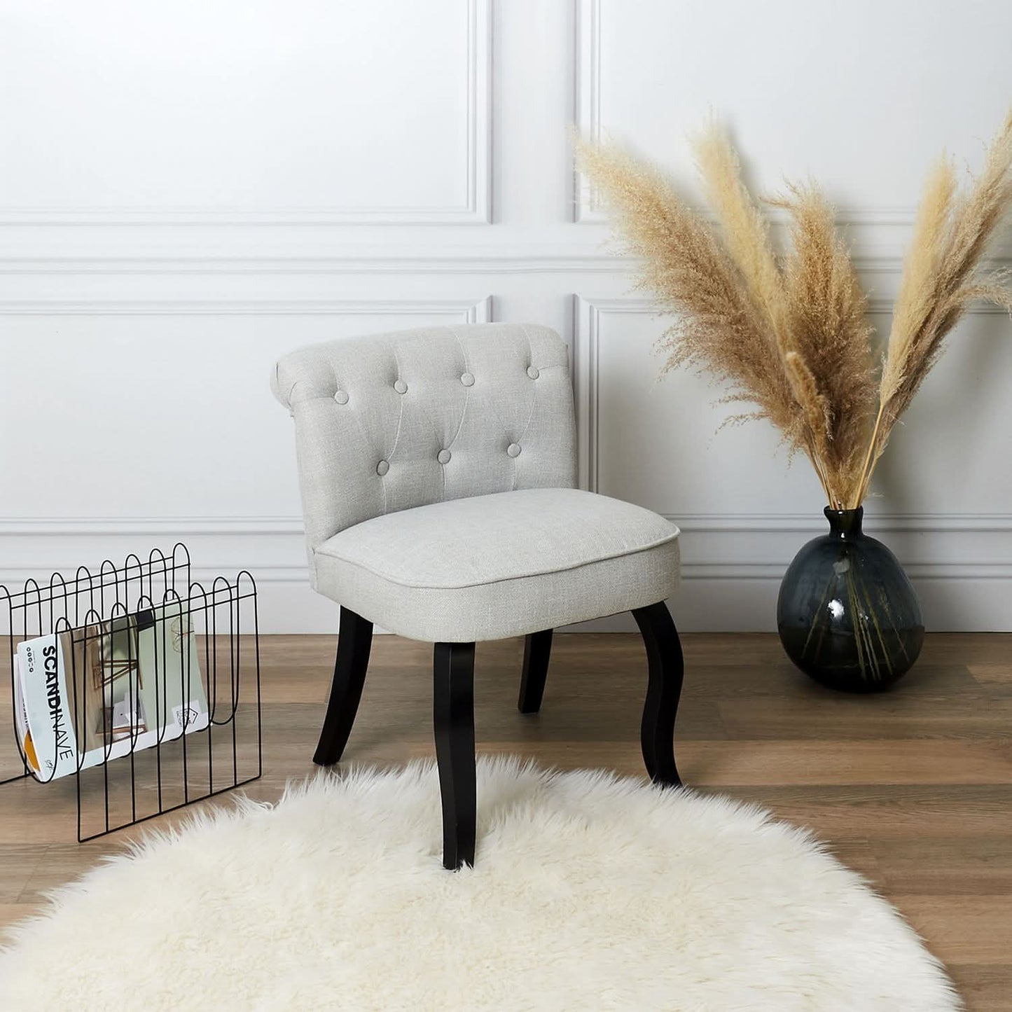 FAUTEUIL ELEONOR NOIR TISSU GRIS