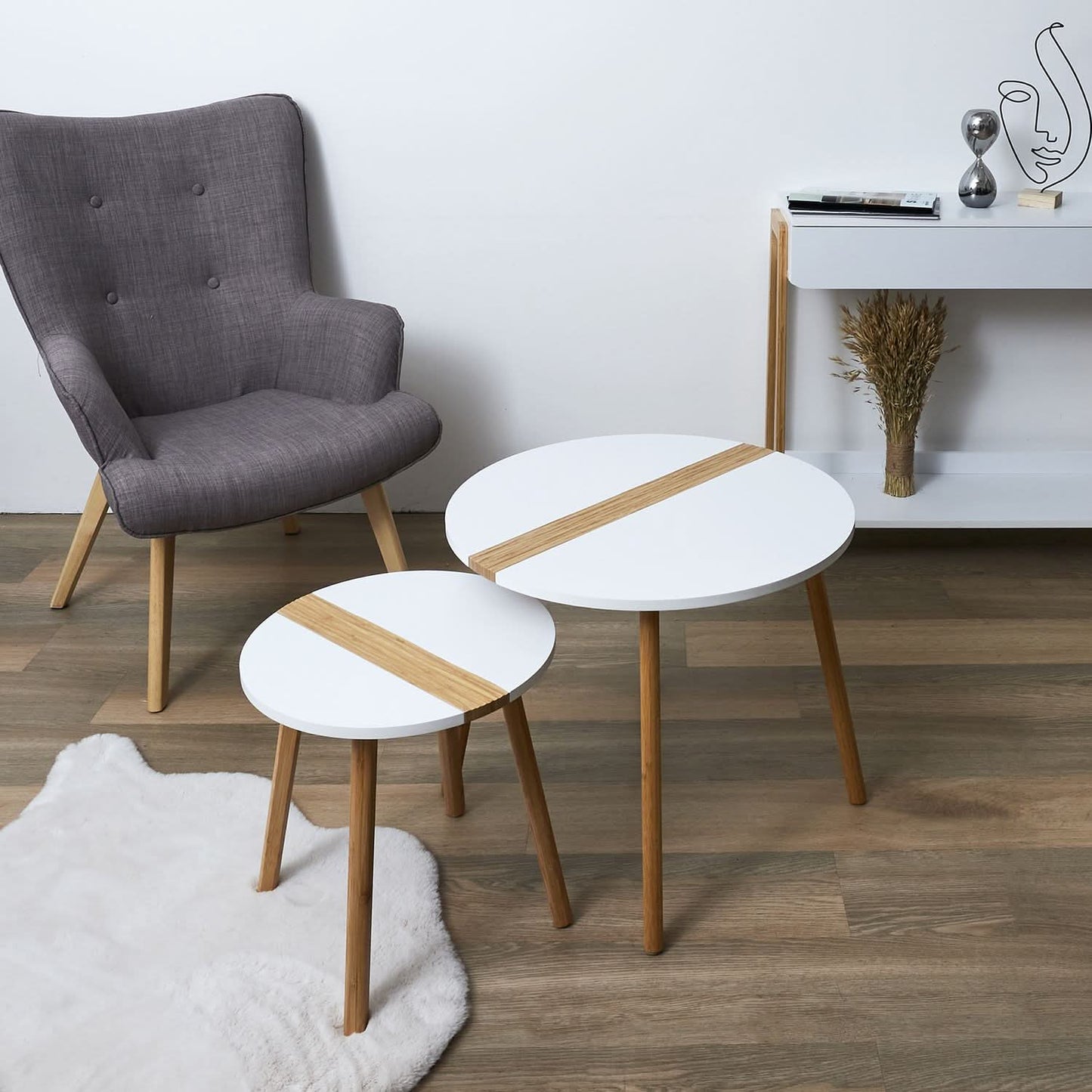 TABLE GIGOGNE BICOLORE RELIEF BLANC X2