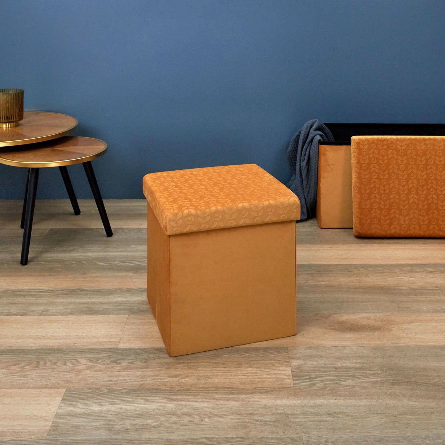 COFFRE POUF PLIABLE RETRO MOUTARDE