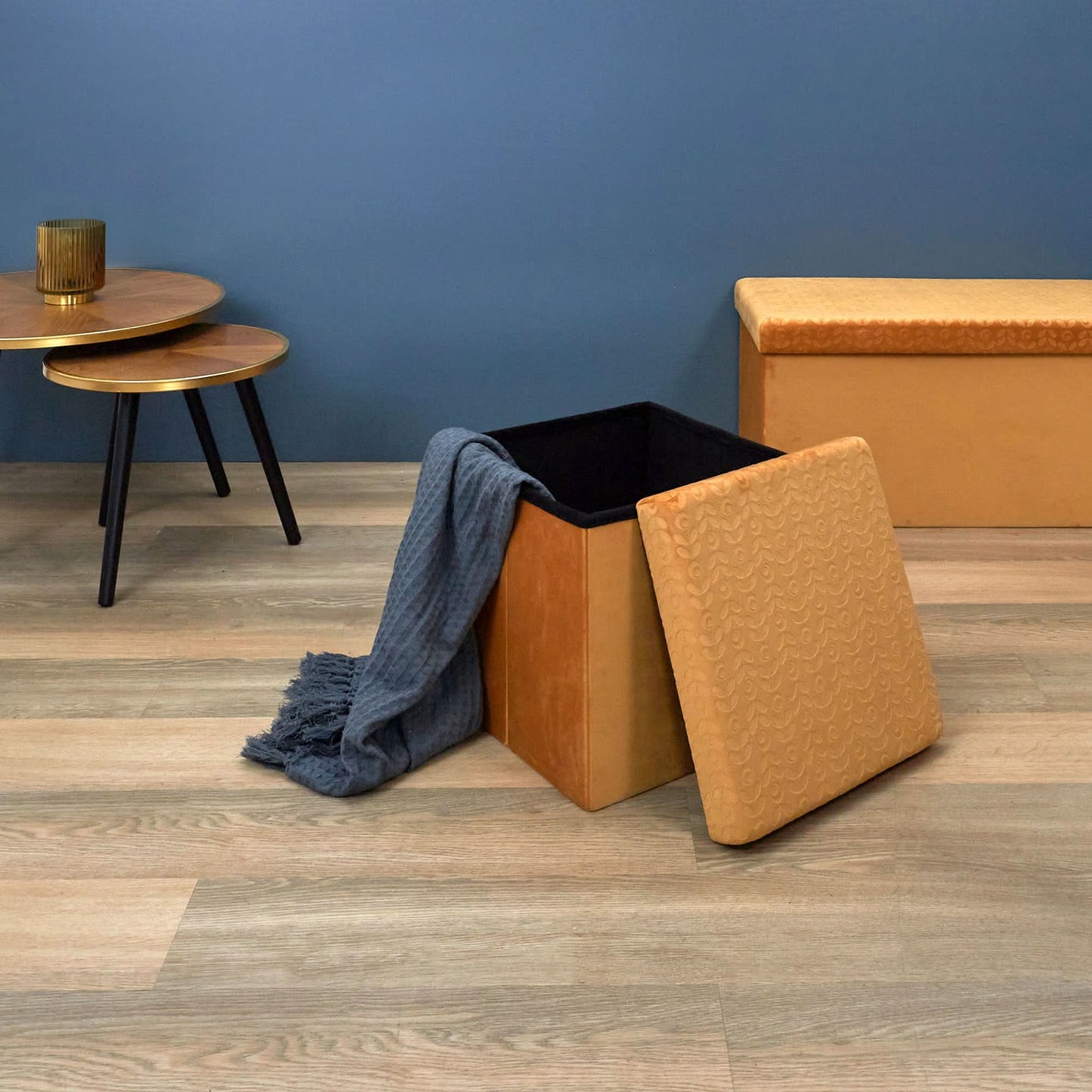 COFFRE POUF PLIABLE RETRO MOUTARDE