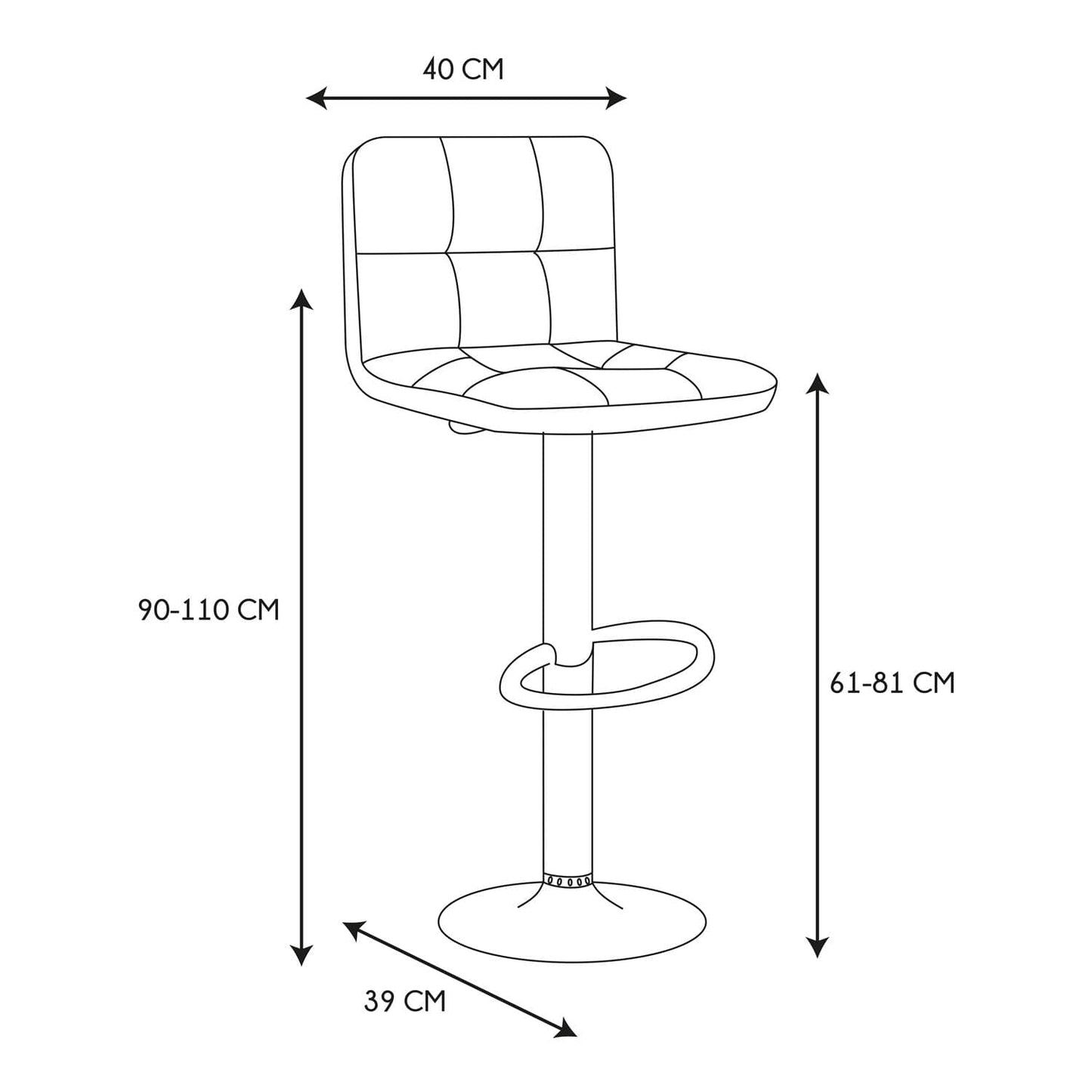 CHAISE DE BAR REGLABLE DOWNTOWN - Lot de 2