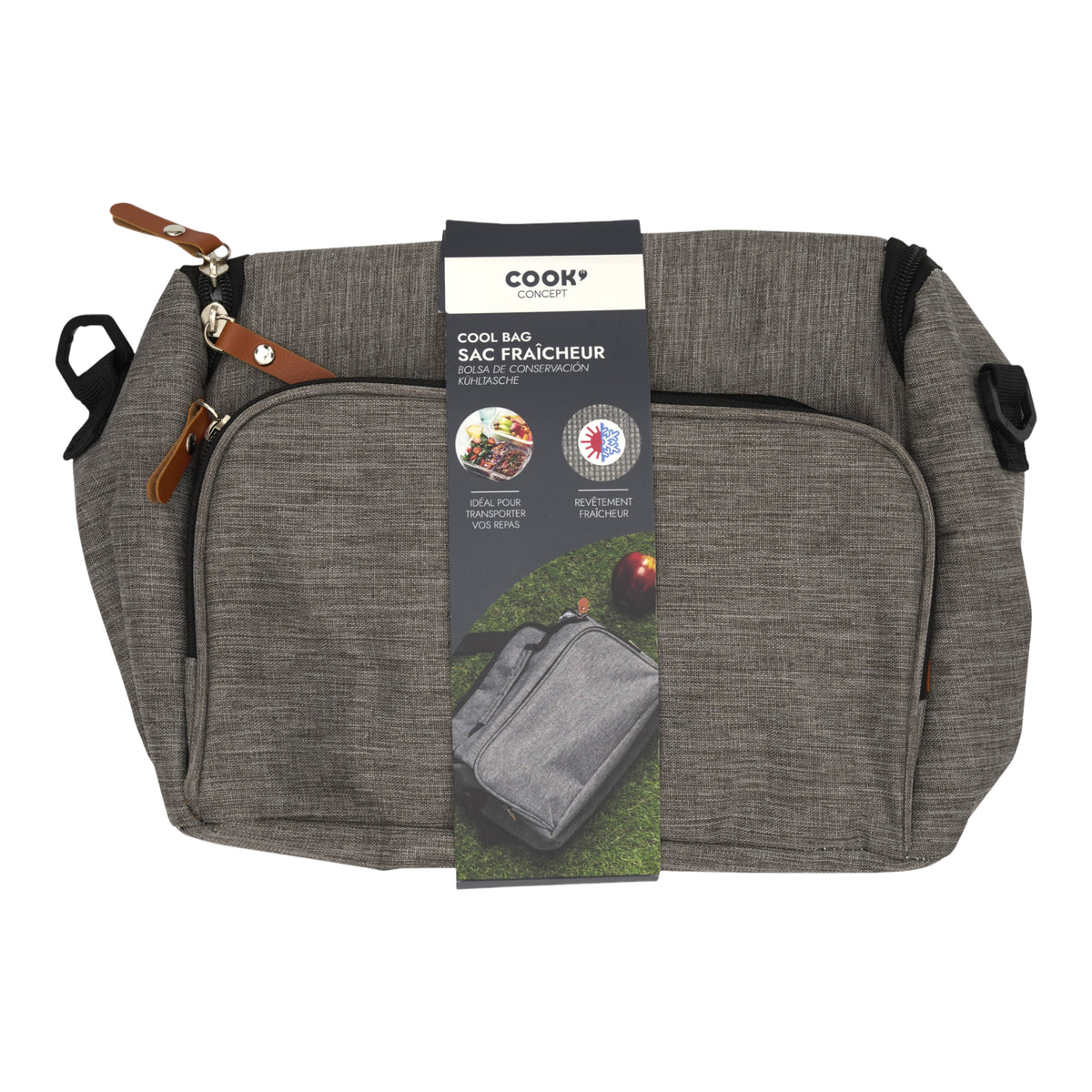 LUNCH BAG FRAICHEUR GRIS ZIPPE 5L