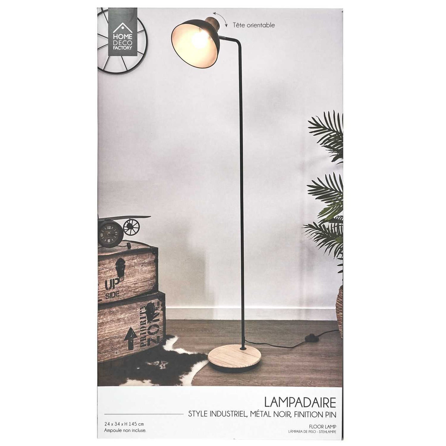 LAMPADAIRE METAL NOIRE BOIS