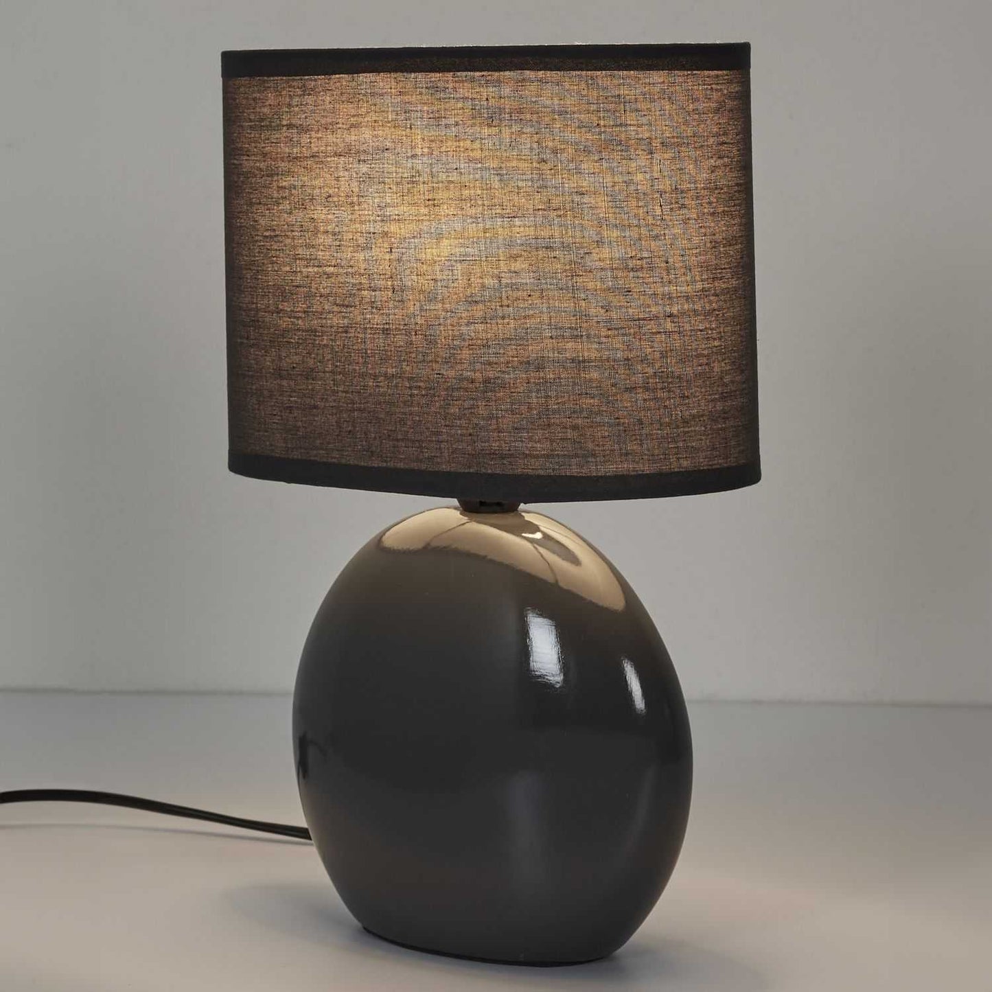 LAMPE CERAMIQUE OVALE GRIS ANTRACITE H30CM