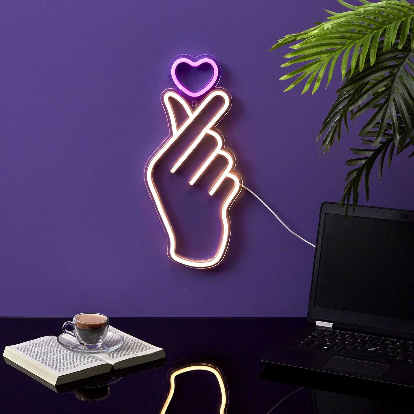 LAMPE LED EFFET NEON SIGNE CŒUR USB