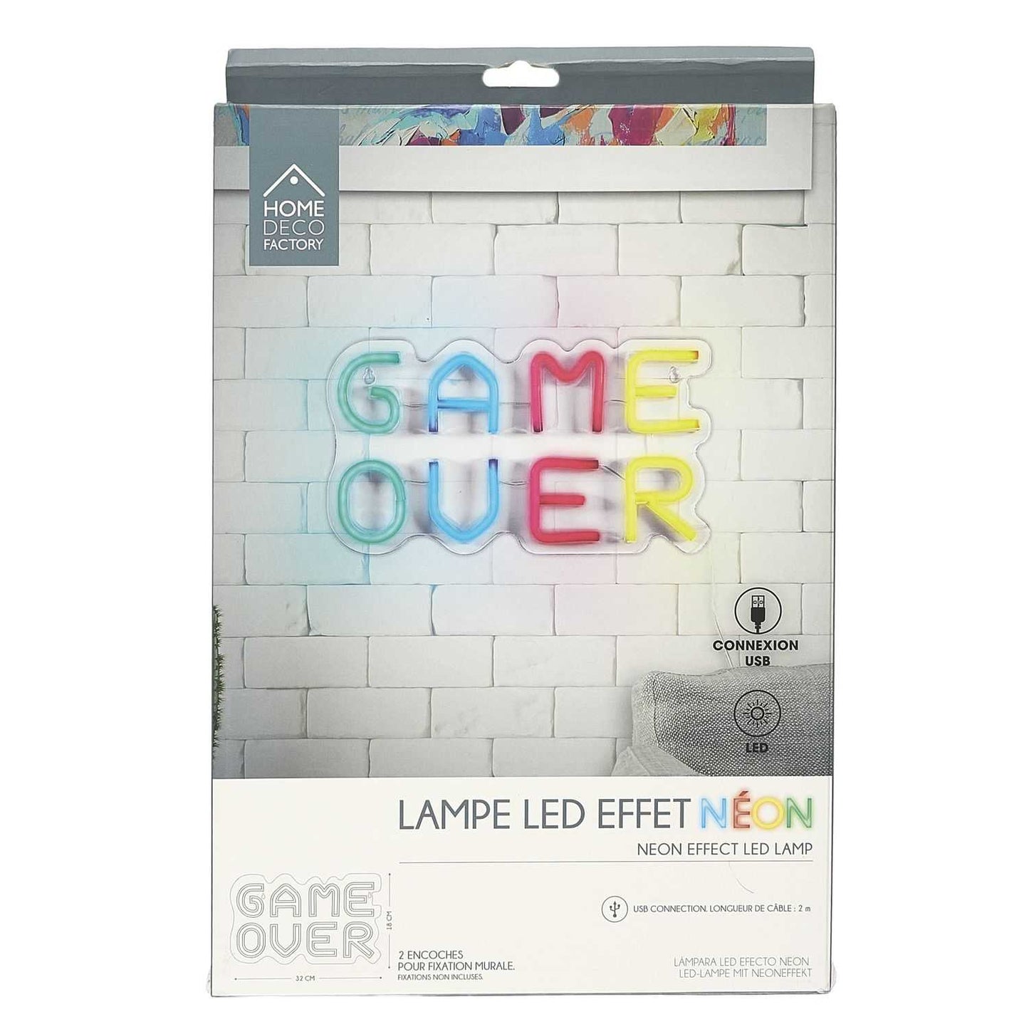 LAMPE LED EFFET NEON GAME OVER USB