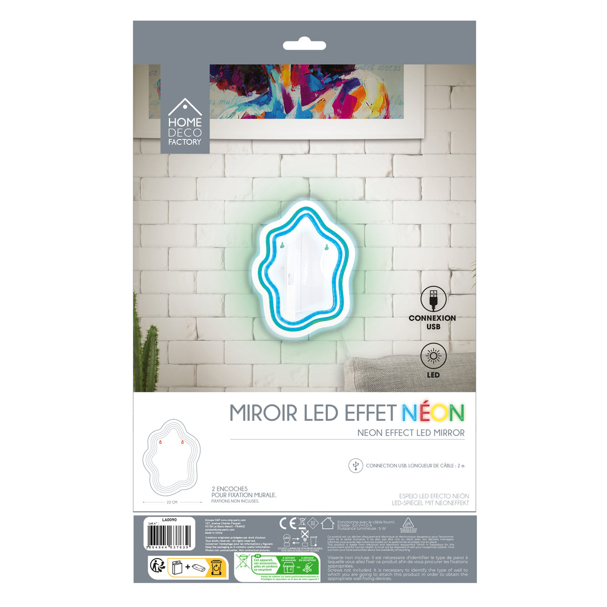 MIROIR LED EFFET NEON