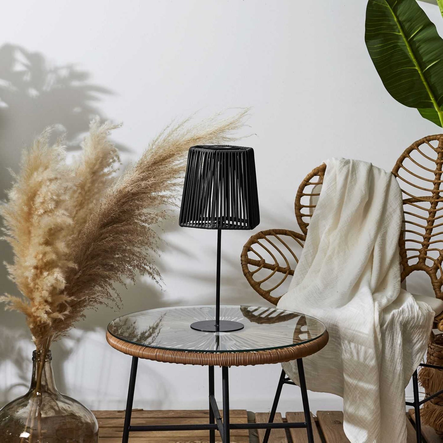 LAMPE EXTERIEUR SOLAIRE NOIR H40CM