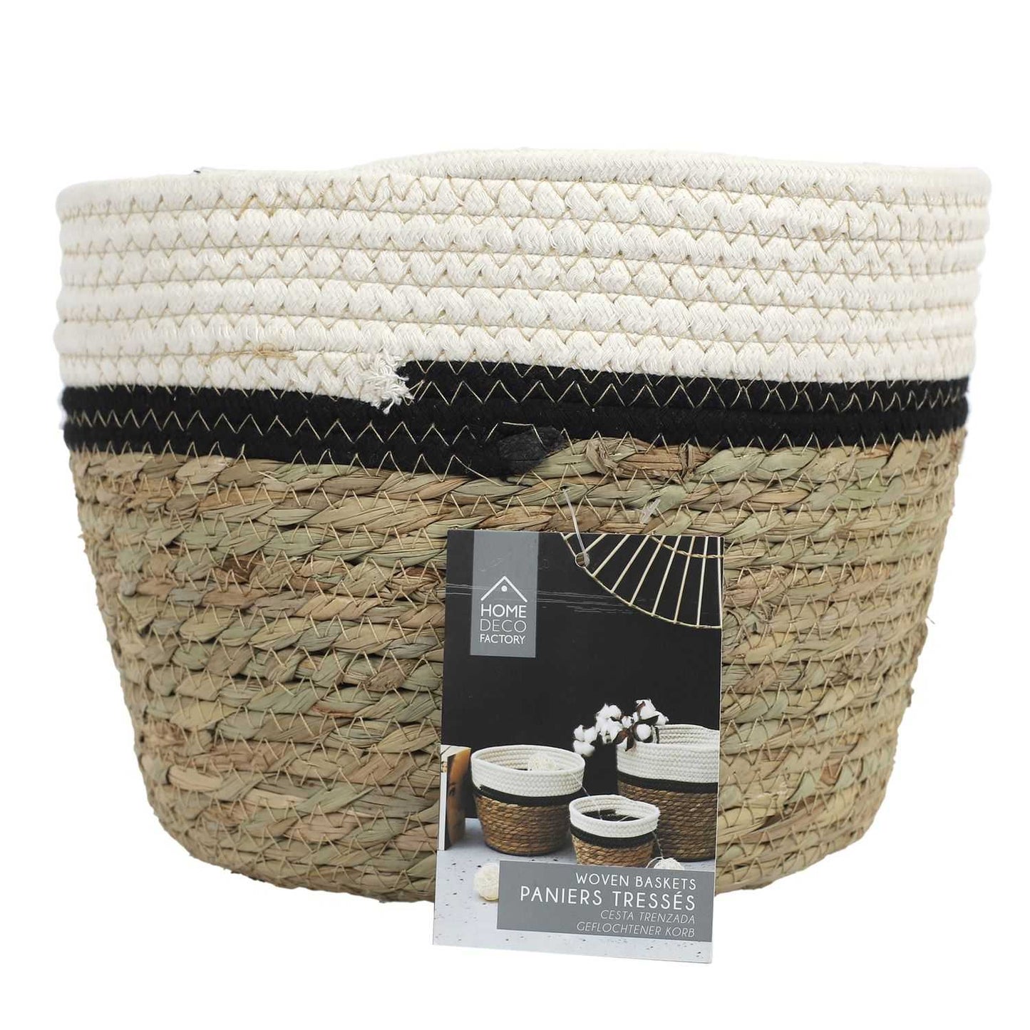 CORBEILLE TRESSEE ET COTON - LOT DE 3