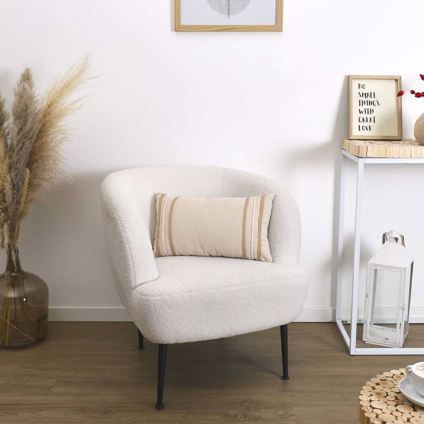 COUSSIN BEIGE ET BLANC TRESSE 30X50CM