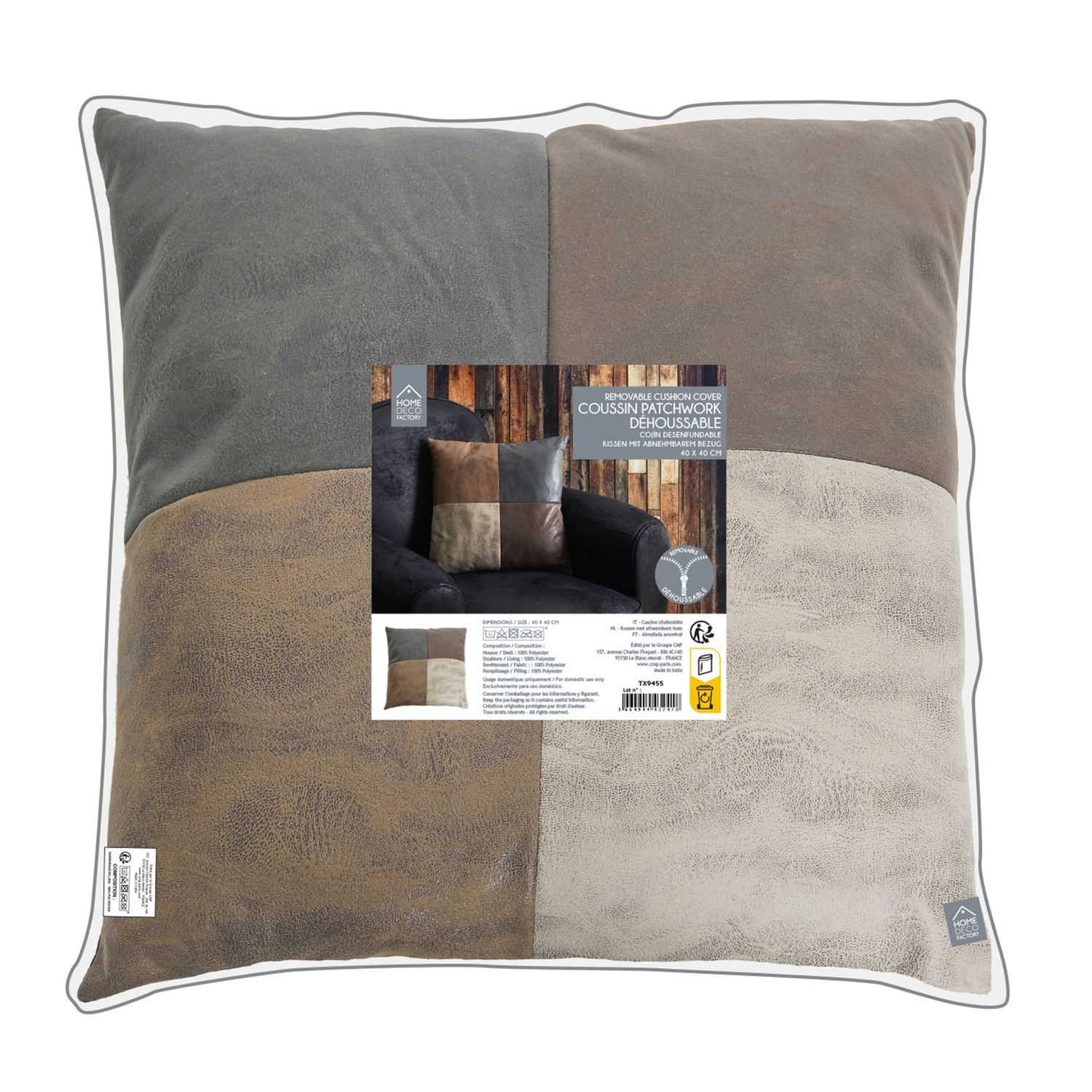 COUSSIN PATCHWORK PU DEHOUSSABLE 40X40CM