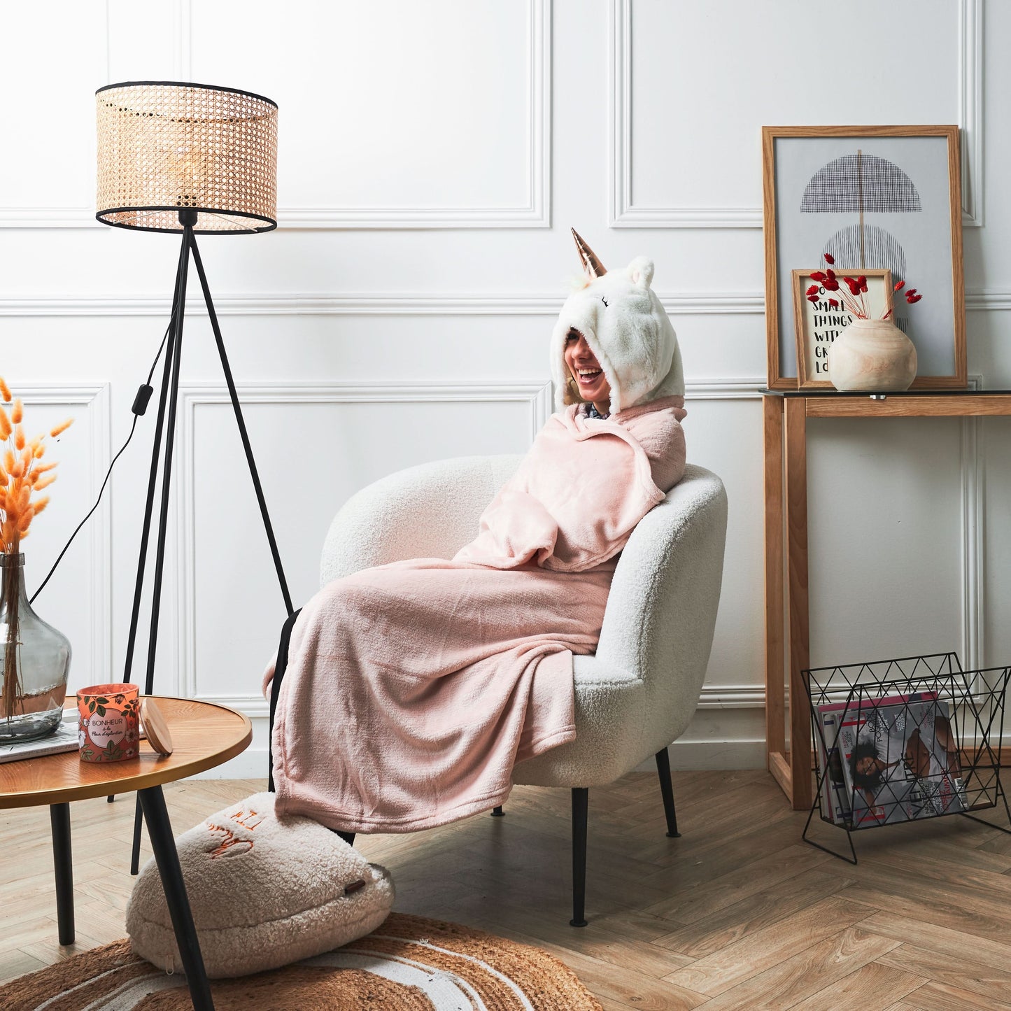 PLAID A CAPUCHE LICORNE