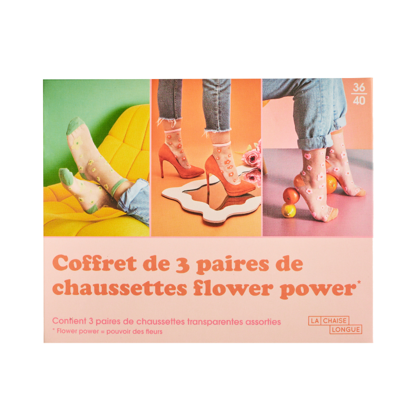 COFFRET DE 3 PAIRES DE CHAUSSETTES FLOWER POWER