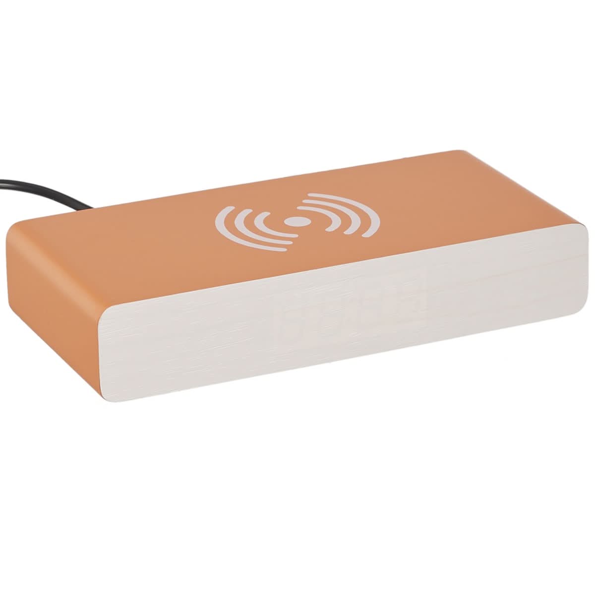 REVEIL CHARGEUR BOIS ABRICOT